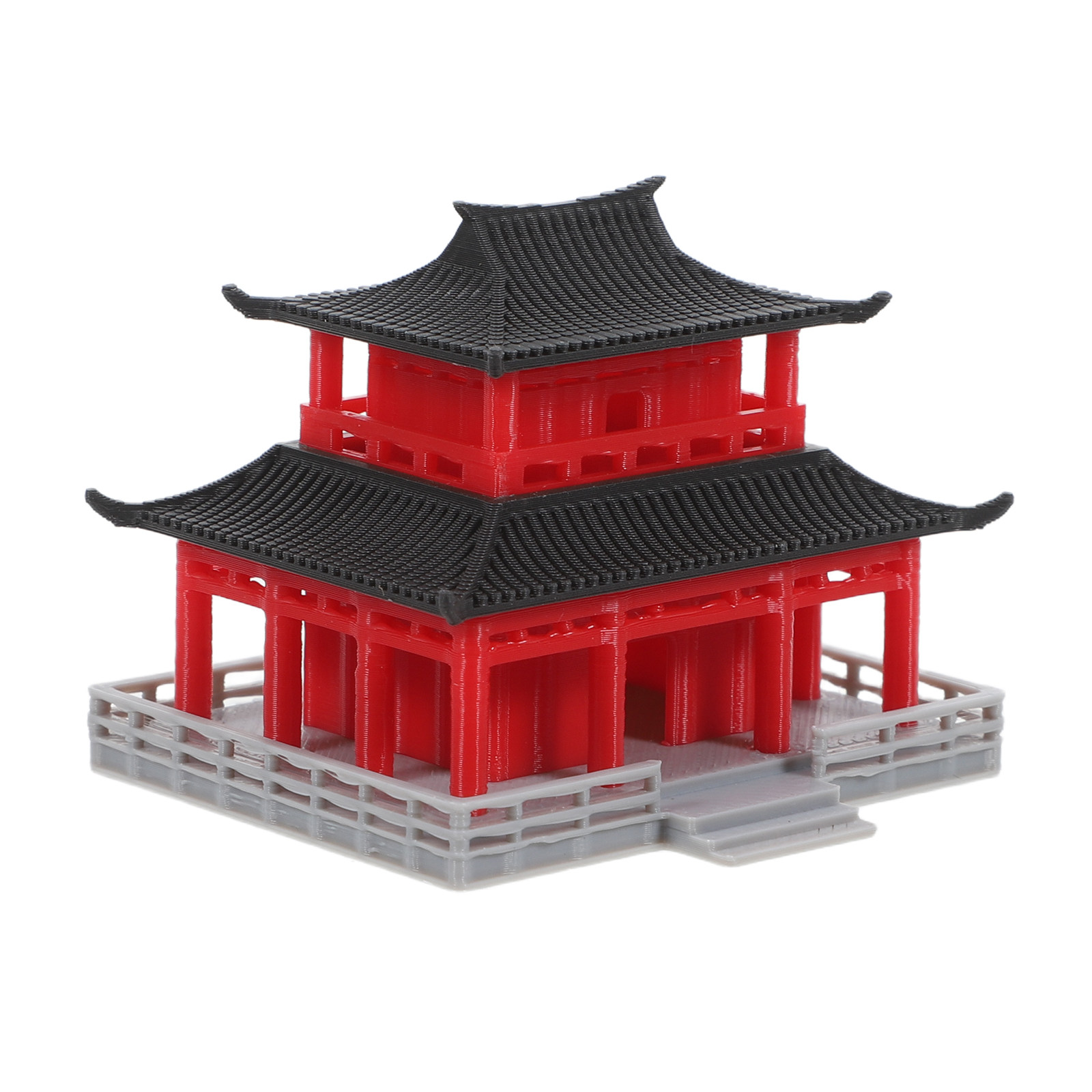 Aquarium Decor - ศาลาจีนโบราณสีดำแดง ของตกแต่งตู้ปลา ภูมิทัศน์ ตกแต่งไมโครแลนด์สเคป หมู่บ้านจิ๋ว