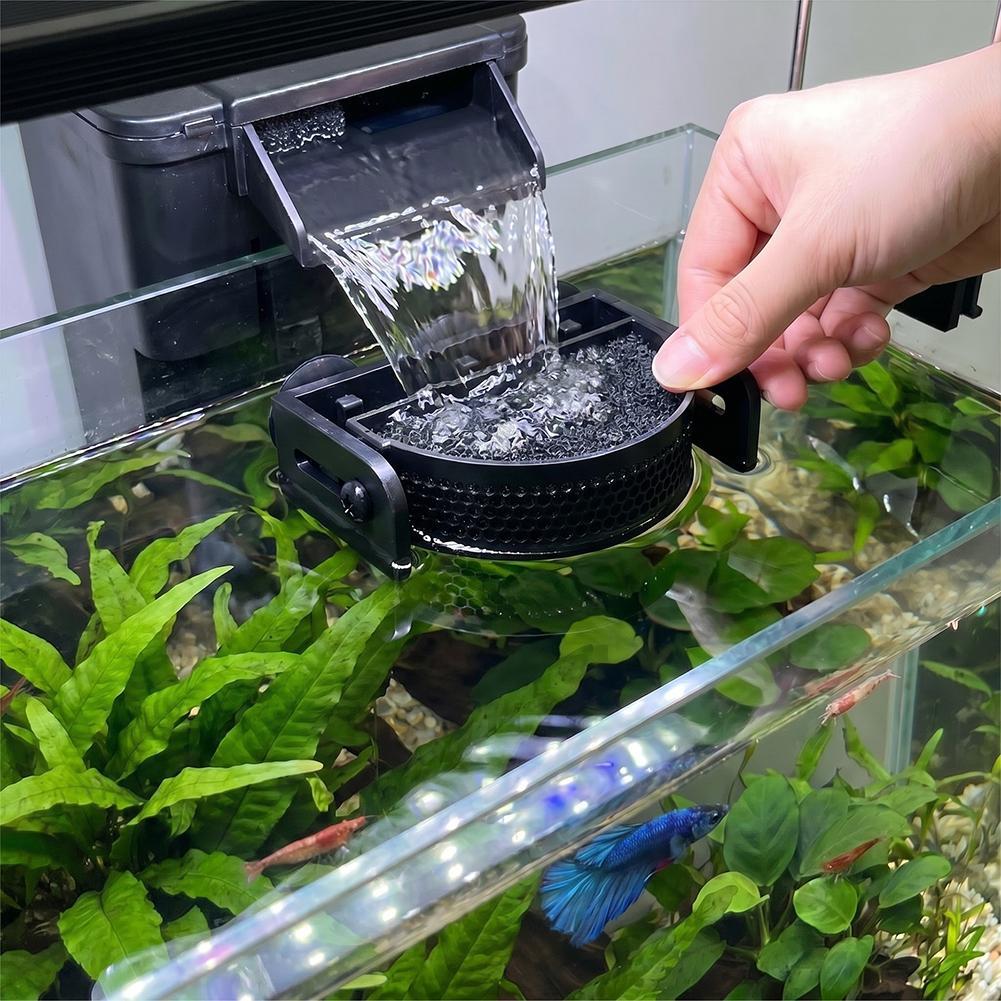 Betta Fish Tank - ﻿ แผ่นกรองตู้ปลาแบบพรีเมียมพร้อมถ้วยดูด, ตัวควบคุมการไหลของน้ำในตู้ปลา, ตัวลดความกระเพื่อมของผิวน้ำและตัวลดการไหลของน้ำสำหรับปลาเบต้า