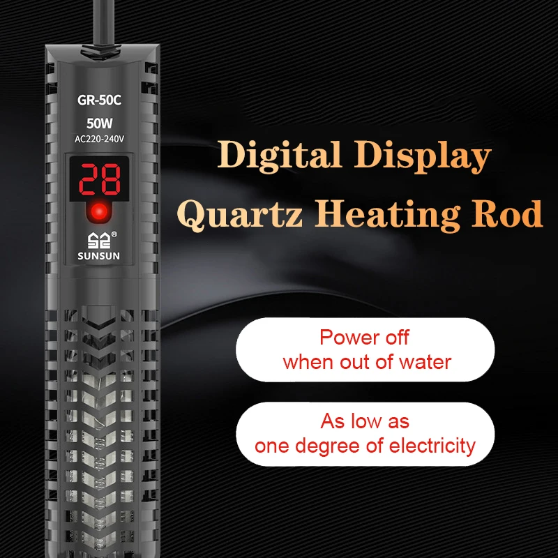Fish Tank Heater - เครื่องทำความร้อนใต้น้ำสำหรับตู้ปลา กระจกควอตซ์ หน้าจอ LCD 220V แท่งทำความร้อนดิจิตอล
