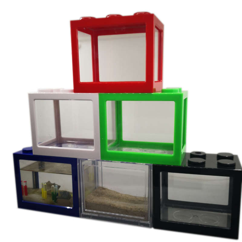 Betta Fish Tank - ตู้ปลาขนาดเล็ก 7 สี สำหรับปลาเบต้า ตู้ปลาขนาดเล็กแบบสร้างสรรค์ที่สามารถประกอบได้ ตู้ปลาขนาดเล็กแบบอีโคโลจิคอล