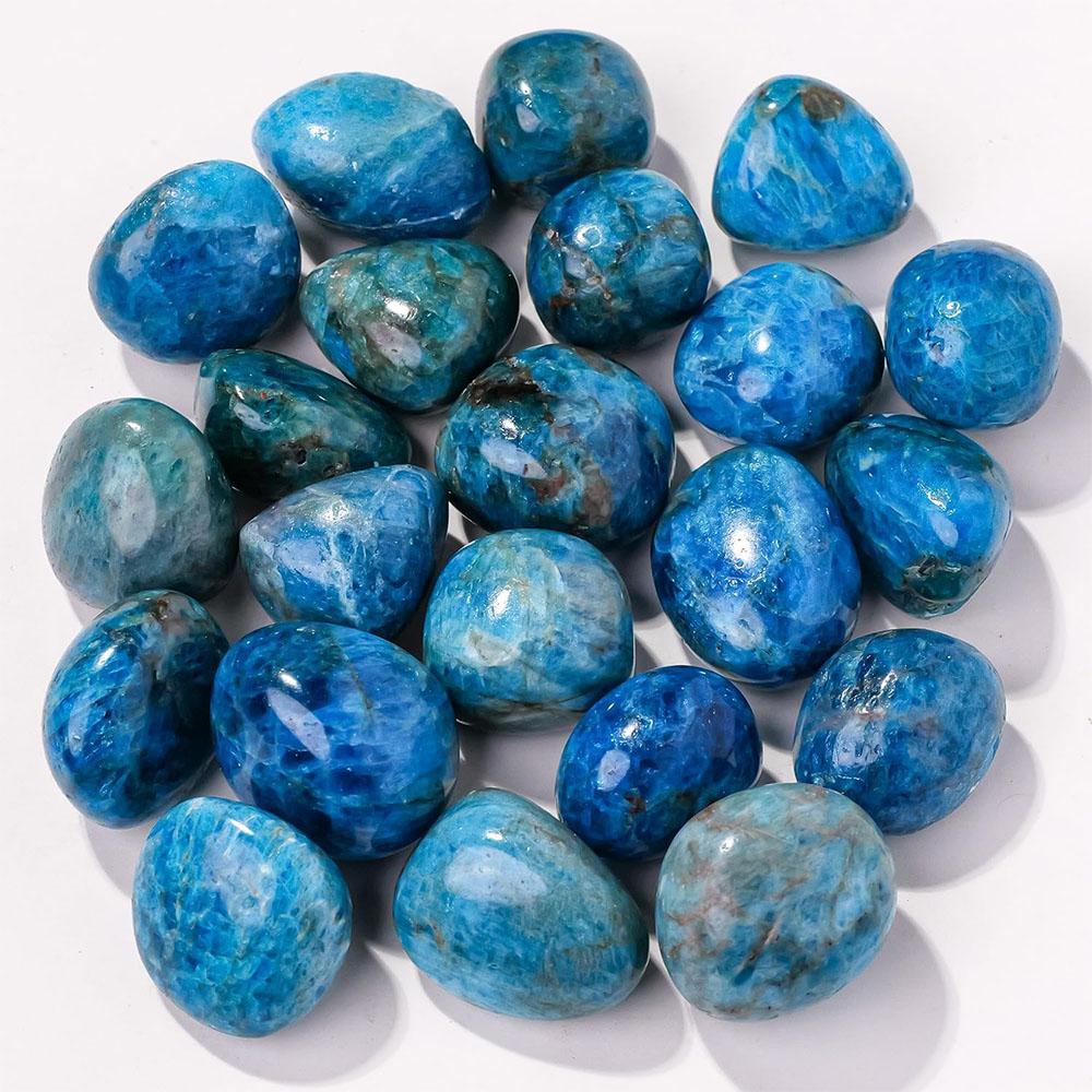 Fish Tank Gravel - คริสตัลควอตซ์อะพาไทต์สีฟ้าธรรมชาติและหินกลิ้งบำบัด หินกรวดจำนวนมาก แร่ตัวอย่างอัญมณี ตกแต่งบ้าน ตู้ปลา