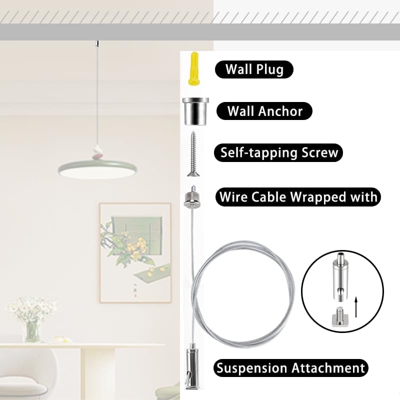 Aquarium Light - ชุดระบบแขวนโคมไฟหกเหลี่ยม, ชุดสายเคเบิลแขวนเพดาน, สายเคเบิลแขวนโคมไฟตู้ปลาแบบปิดผนึก 3.3/6.6 ฟุต