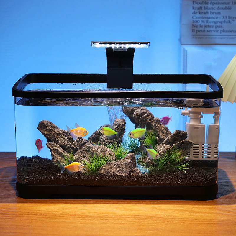 Fish Aquarium Home - ตู้ปลาตั้งโต๊ะพร้อมระบบกรองน้ำหมุนเวียน, ตู้ปลาแบบเงียบสงบที่เป็นมิตรต่อสิ่งแวดล้อม, ตู้ปลาสำหรับตกแต่งบ้าน