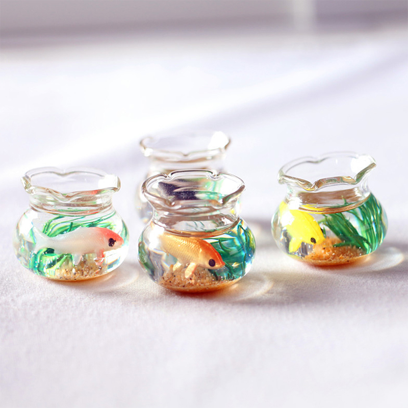 Fish Aquarium Home - ของตกแต่งบ้าน ของเล่นตกแต่งบ้านตุ๊กตา ตู้ปลาตุ๊กตา ตู้ปลาแก้วจิ๋วสำหรับบ้านตุ๊กตา กล่องอเนกประสงค์
