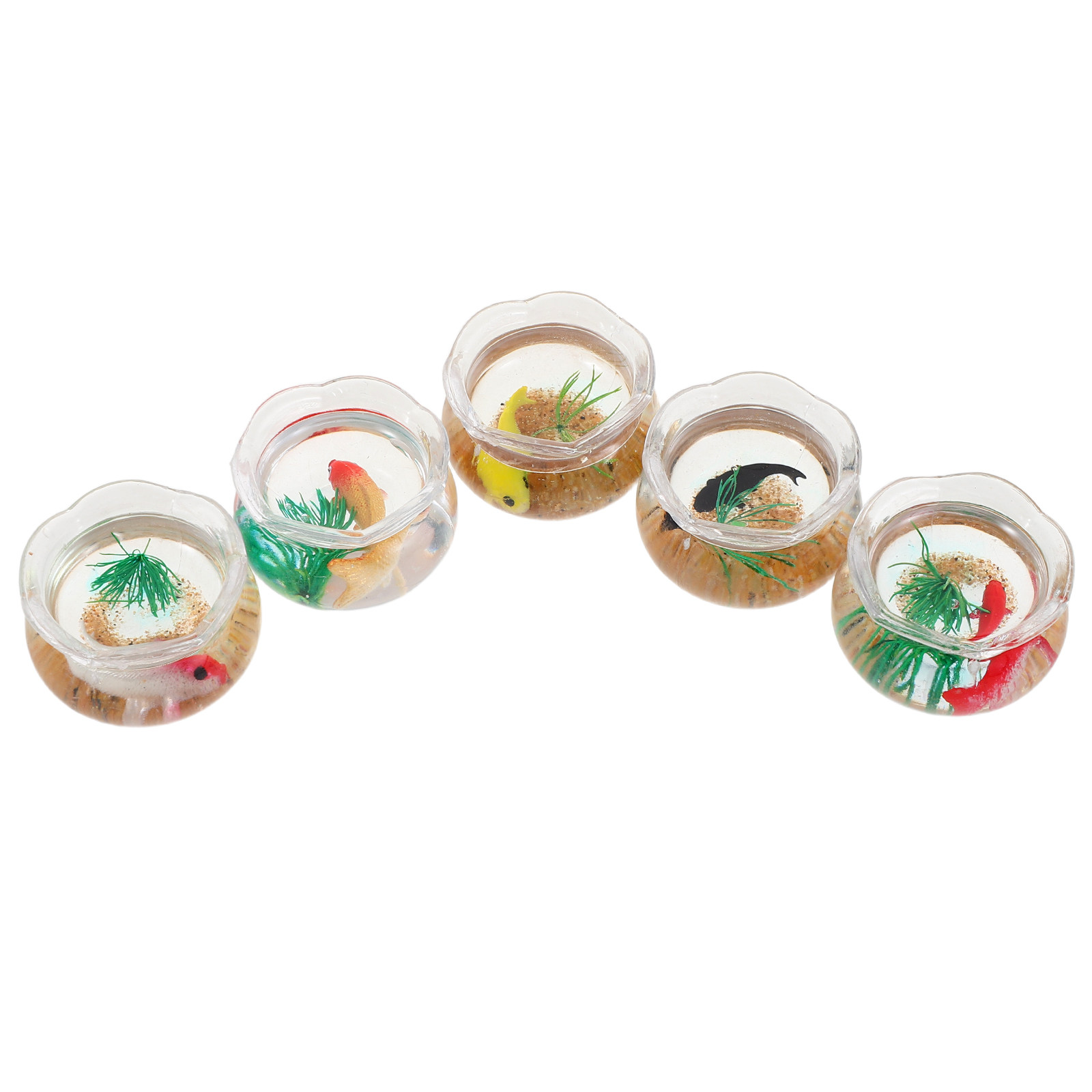 Aquarium Plants - 5 ชิ้น ตู้ปลาจิ๋ว ตู้ปลาคาร์ปจำลองสมจริง ตู้ปลาทรงกลมขนาดเล็ก พร้อมต้นไม้จำลอง