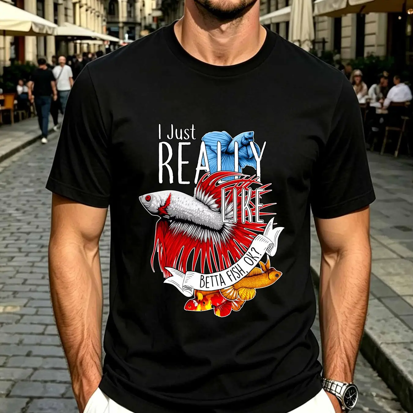 เสื้อยืดลายปลาแบตตา ตลก น่ารัก - Aquarium Fish Keeping บทวิจารณ์และราคา