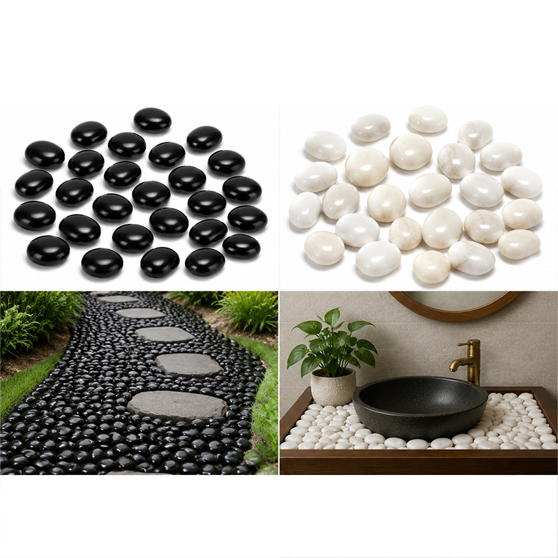 หินแม่น้ำขัดเงาสีขาวและดำ 200g - Fish Aquarium Home บทวิจารณ์และราคา