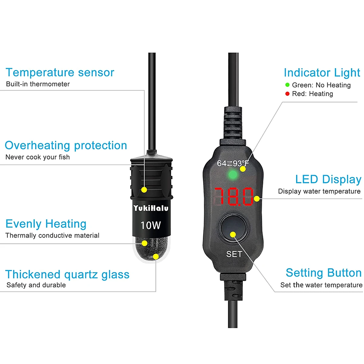 แท่งทําความร้อนตู้ปลาแบบปรับได - Fish Tank Heater บทวิจารณ์และราคา